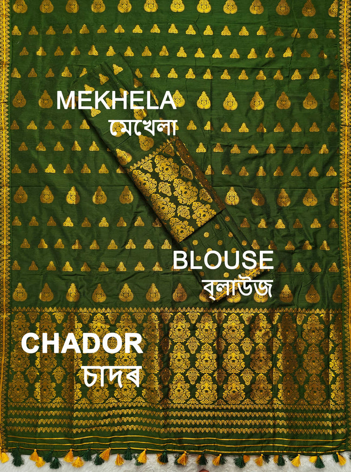 Ready-To-Wear Gold Jari Super Cotton* Mekhela Sador