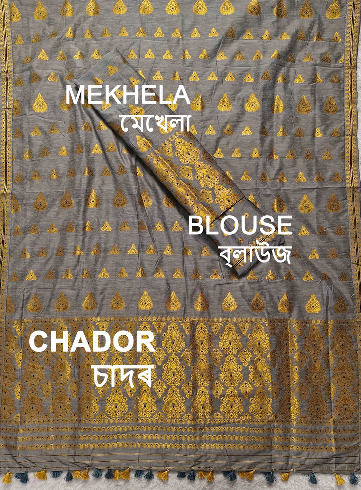 Ready-To-Wear Gold Jari Super Cotton* Mekhela Sador