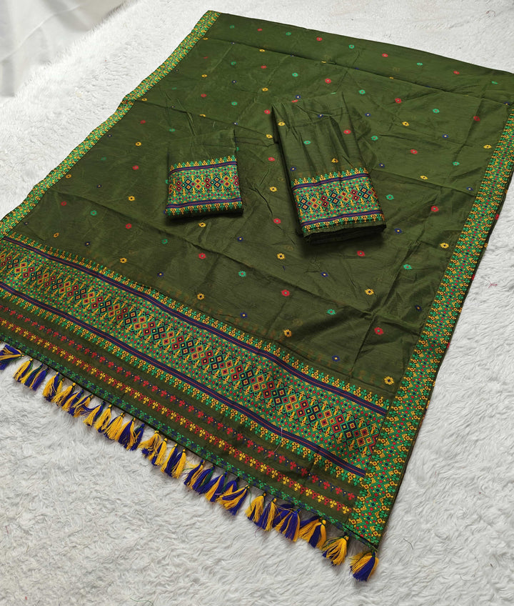 Ready-To-Wear Multi-Dhaga Work AC Cotton* Mekhela Sador