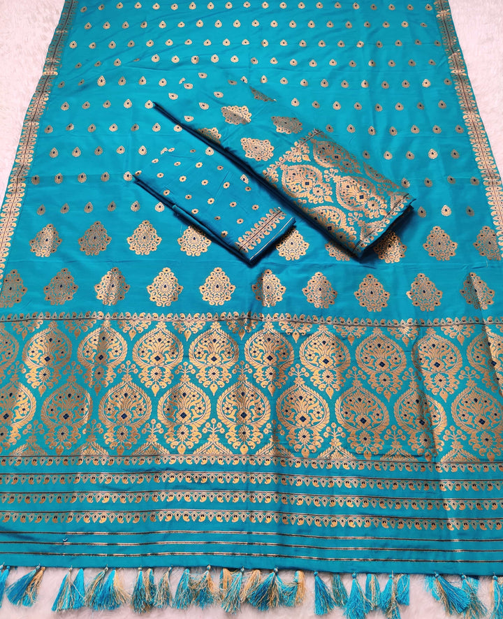 Ready-To-Wear Gold Jari Super Cotton* Mekhela Sador