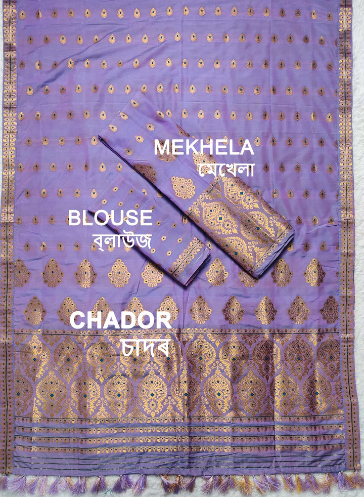 Ready-To-Wear Gold Jari Super Cotton* Mekhela Sador