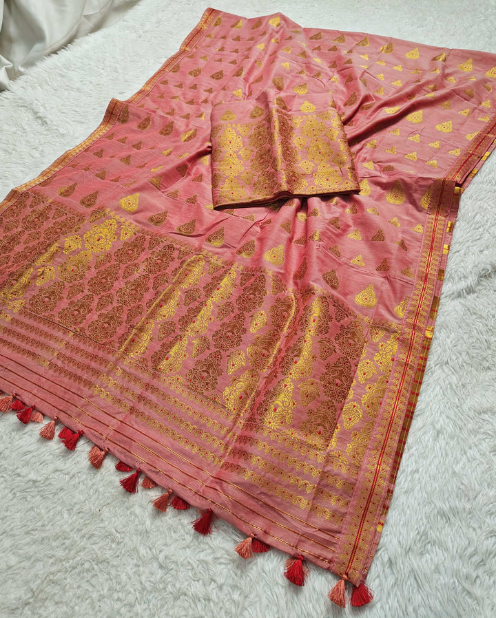 Ready-To-Wear Gold Jari Super Cotton* Mekhela Sador