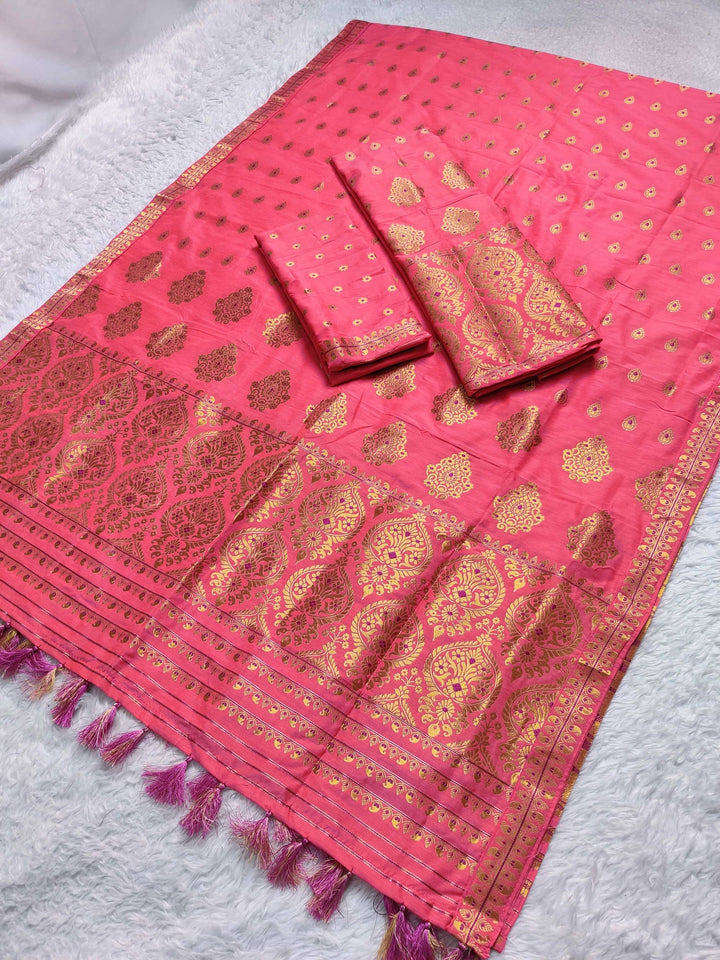 Ready-To-Wear Gold Jari Super Cotton* Mekhela Sador