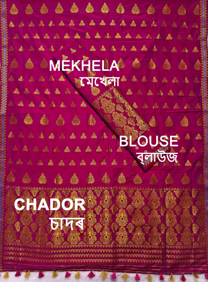 Ready-To-Wear Gold Jari Super Cotton* Mekhela Sador