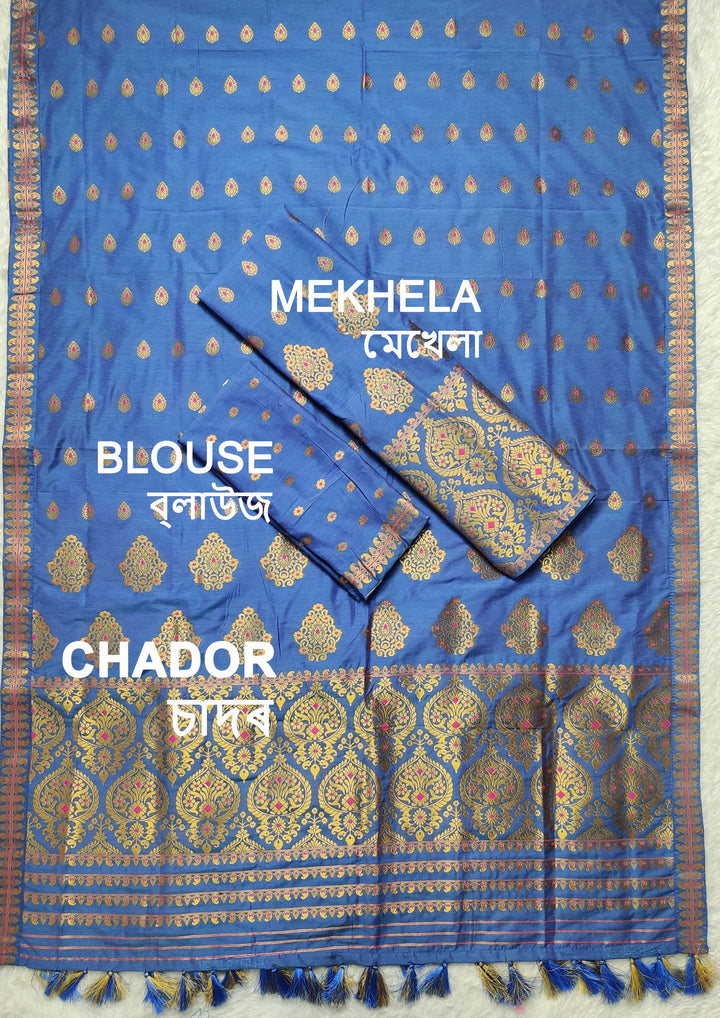 Ready-To-Wear Gold Jari Super Cotton* Mekhela Sador