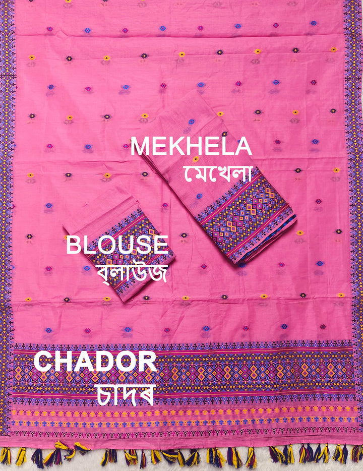 Ready-To-Wear Multi-Dhaga Work AC Cotton* Mekhela Sador