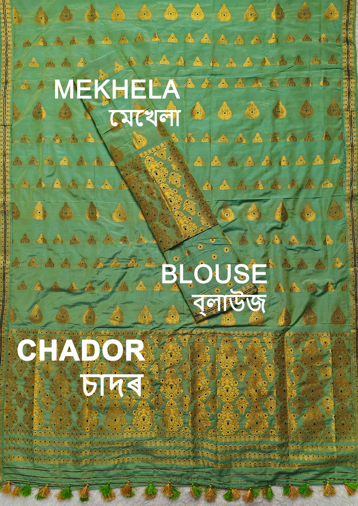 Ready-To-Wear Gold Jari Super Cotton* Mekhela Sador