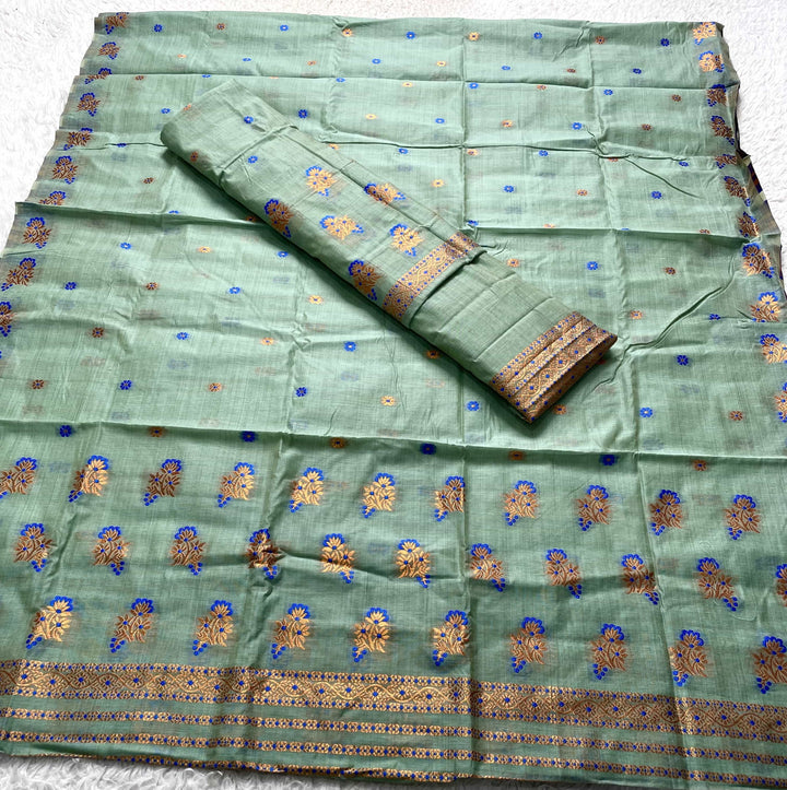 Fixed Pari Dhaga & Jari Weaving Work Premium Cotton* Mekhela Sador