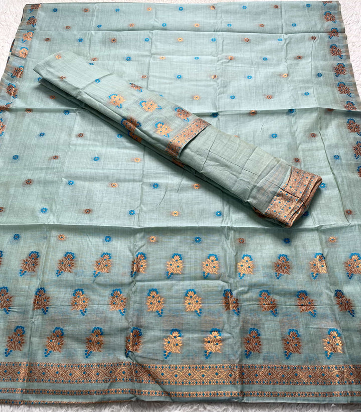 Fixed Pari Dhaga & Jari Weaving Work Premium Cotton* Mekhela Sador