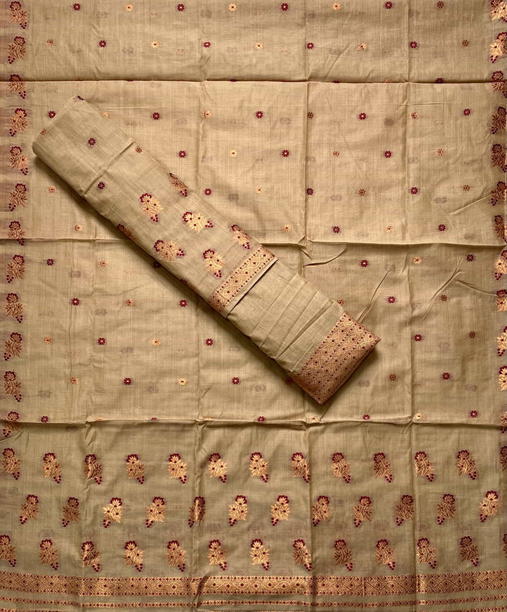 Fixed Pari Dhaga & Jari Weaving Work Premium Cotton* Mekhela Sador