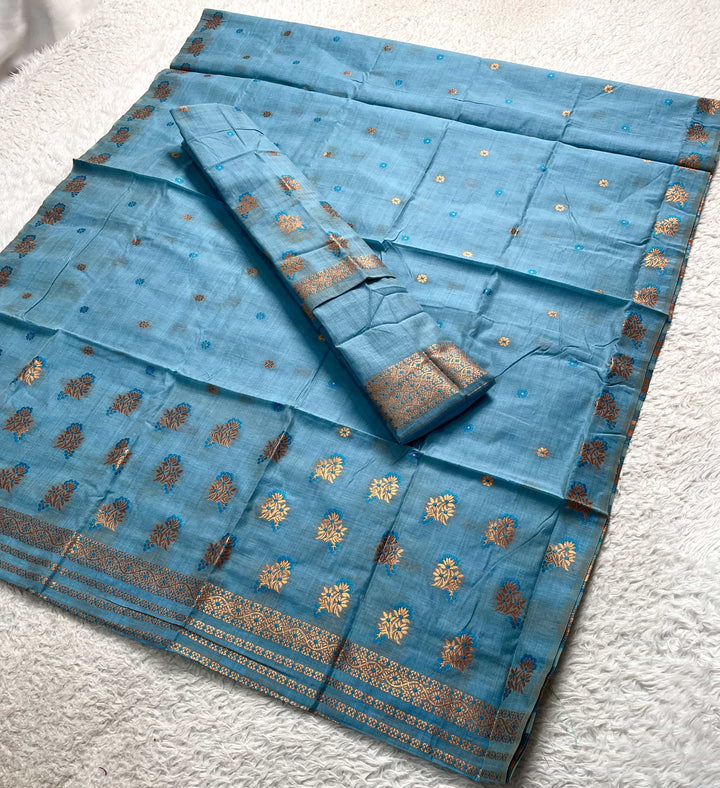 Fixed Pari Dhaga & Jari Weaving Work Premium Cotton* Mekhela Sador