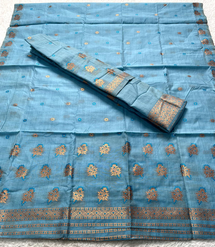 Fixed Pari Dhaga & Jari Weaving Work Premium Cotton* Mekhela Sador