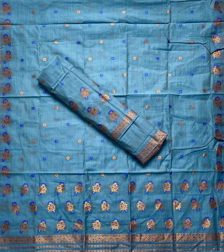 Fixed Pari Dhaga & Jari Weaving Work Premium Cotton* Mekhela Sador