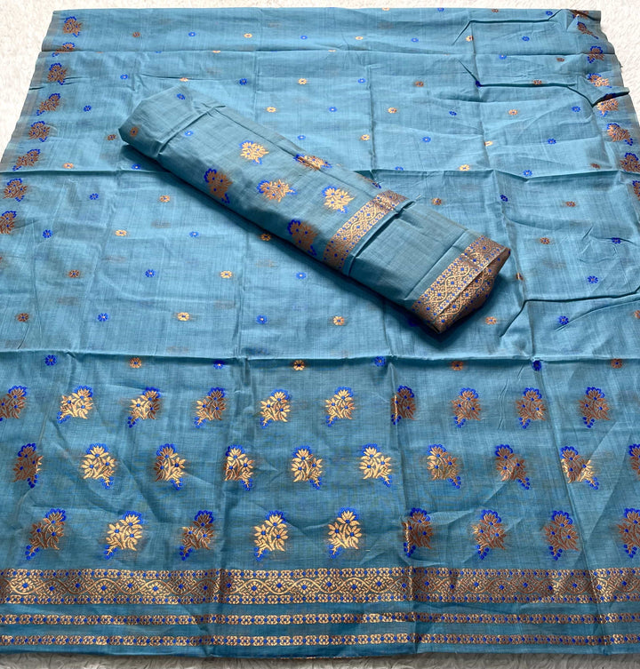 Fixed Pari Dhaga & Jari Weaving Work Premium Cotton* Mekhela Sador