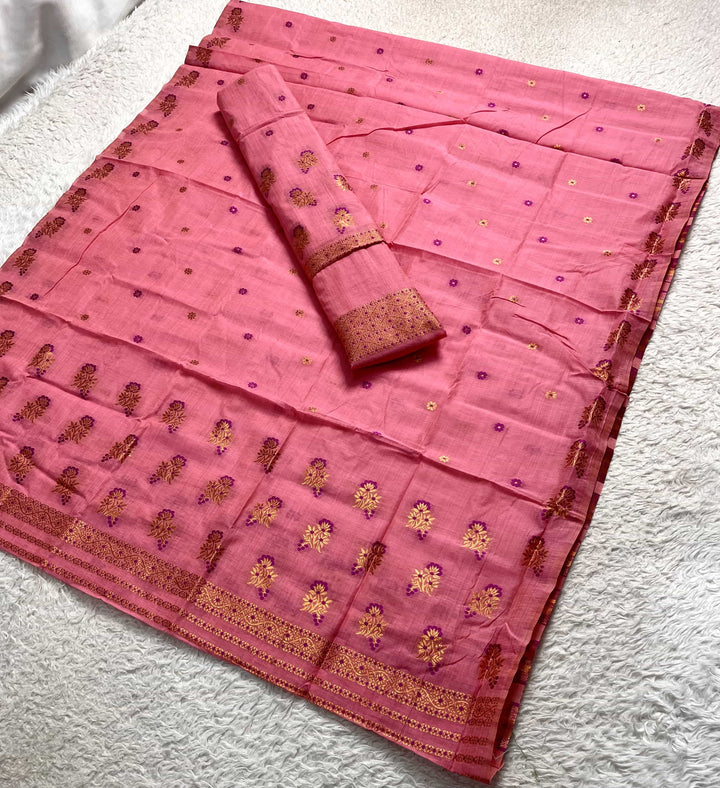 Fixed Pari Dhaga & Jari Weaving Work Premium Cotton* Mekhela Sador