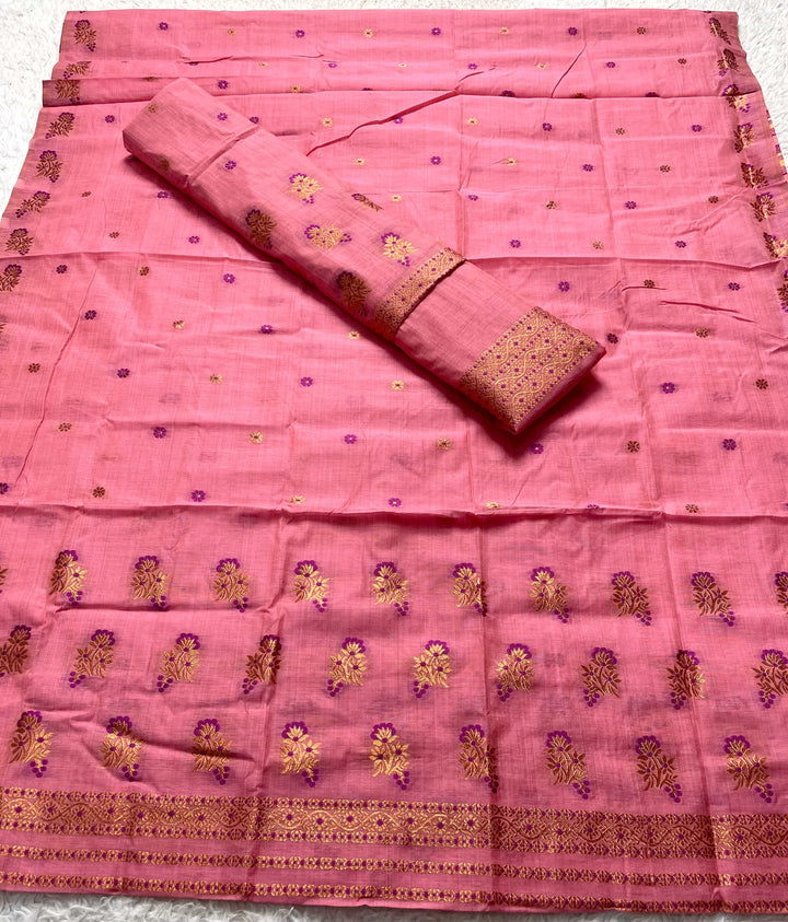 Fixed Pari Dhaga & Jari Weaving Work Premium Cotton* Mekhela Sador