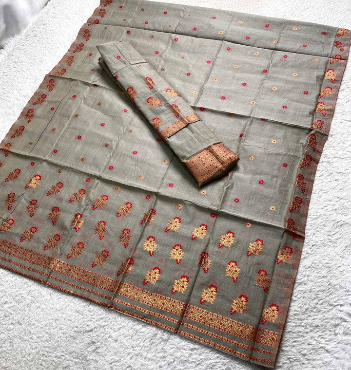 Fixed Pari Dhaga & Jari Weaving Work Premium Cotton* Mekhela Sador