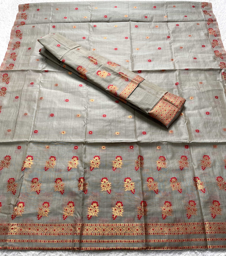 Fixed Pari Dhaga & Jari Weaving Work Premium Cotton* Mekhela Sador