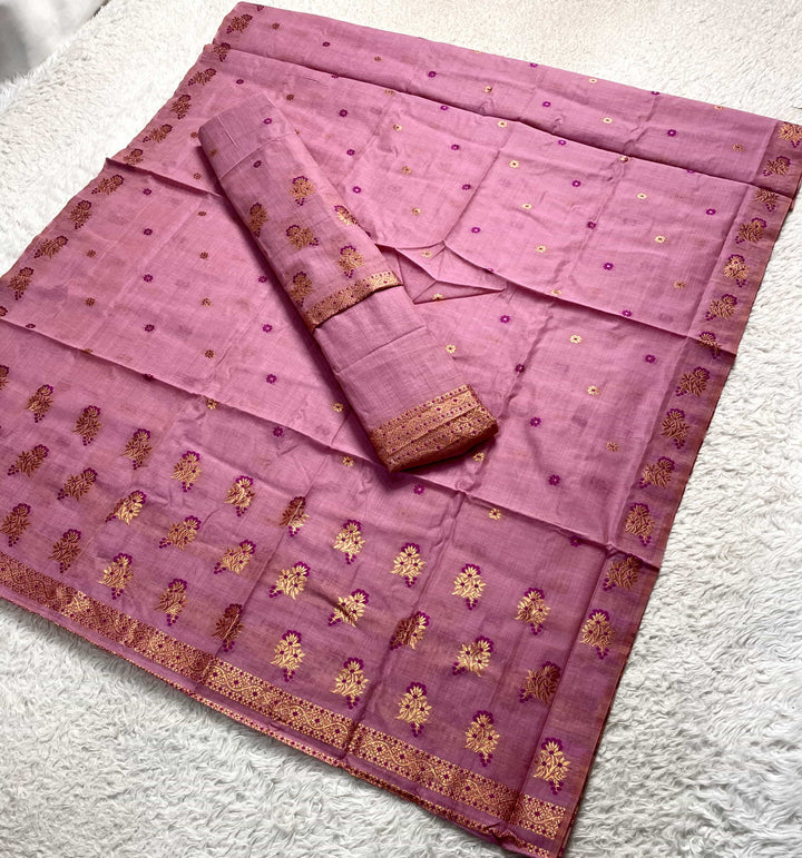 Fixed Pari Dhaga & Jari Weaving Work Premium Cotton* Mekhela Sador