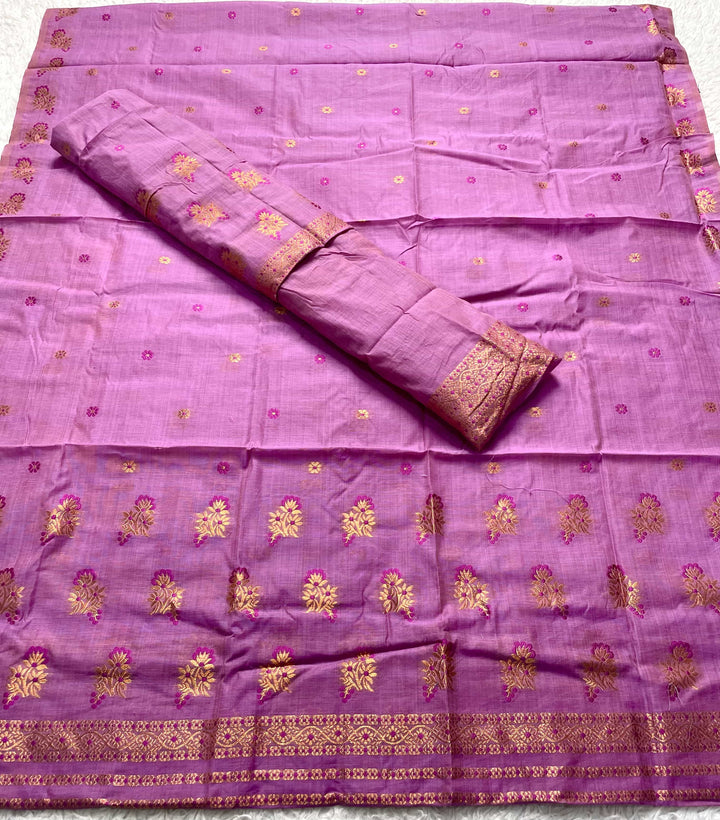 Fixed Pari Dhaga & Jari Weaving Work Premium Cotton* Mekhela Sador