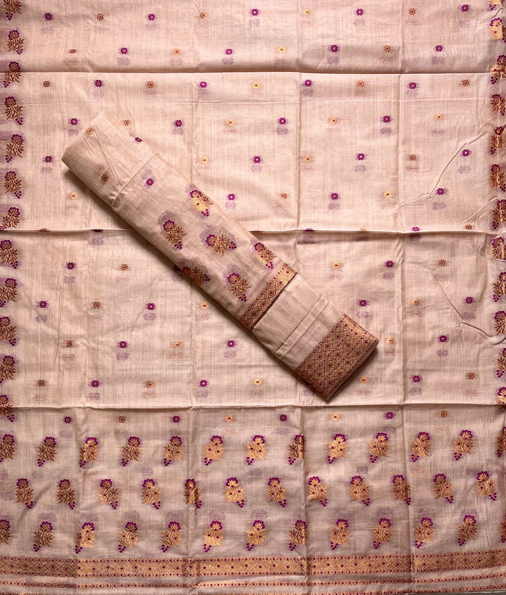 Fixed Pari Dhaga & Jari Weaving Work Premium Cotton* Mekhela Sador