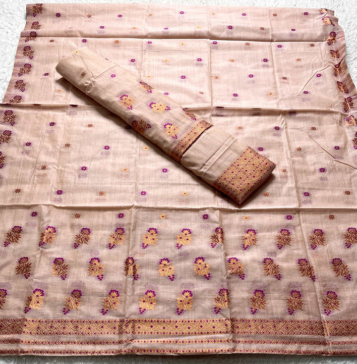 Fixed Pari Dhaga & Jari Weaving Work Premium Cotton* Mekhela Sador