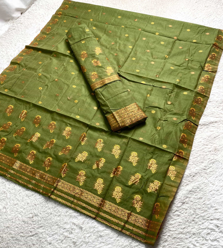 Fixed Pari Dhaga & Jari Weaving Work Premium Cotton* Mekhela Sador