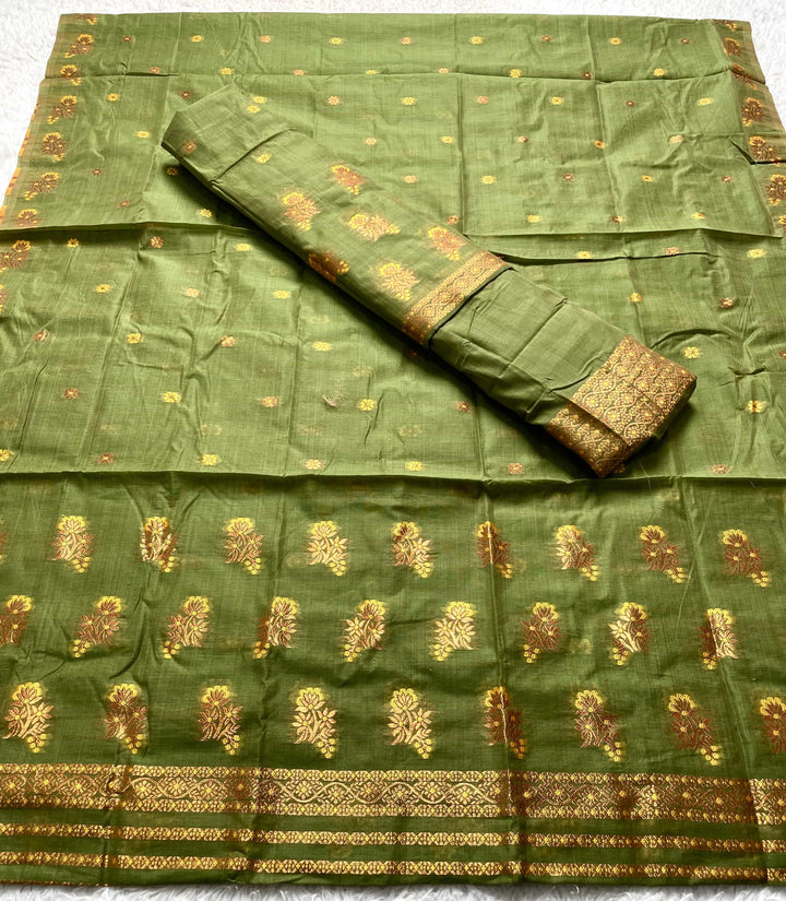 Fixed Pari Dhaga & Jari Weaving Work Premium Cotton* Mekhela Sador