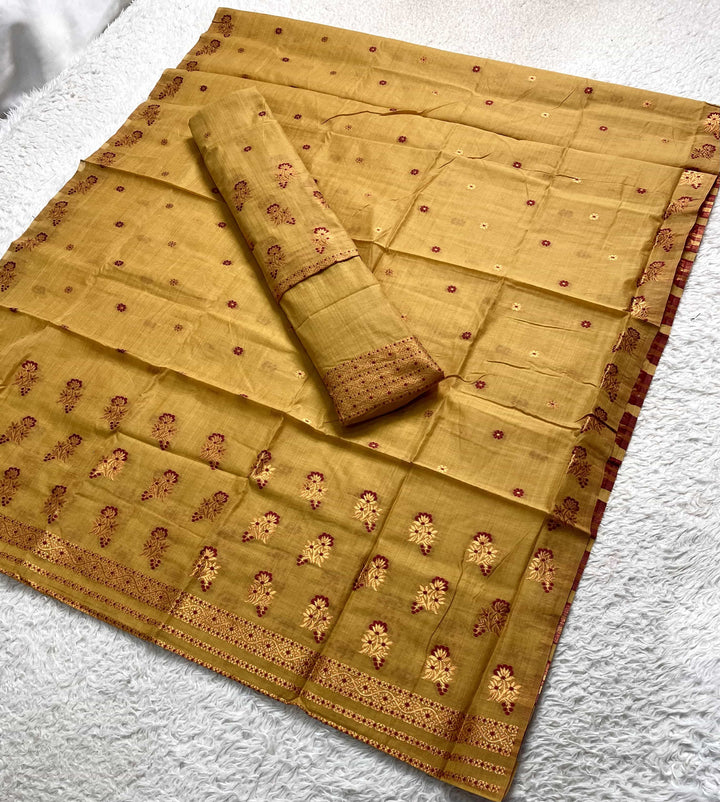 Fixed Pari Dhaga & Jari Weaving Work Premium Cotton* Mekhela Sador