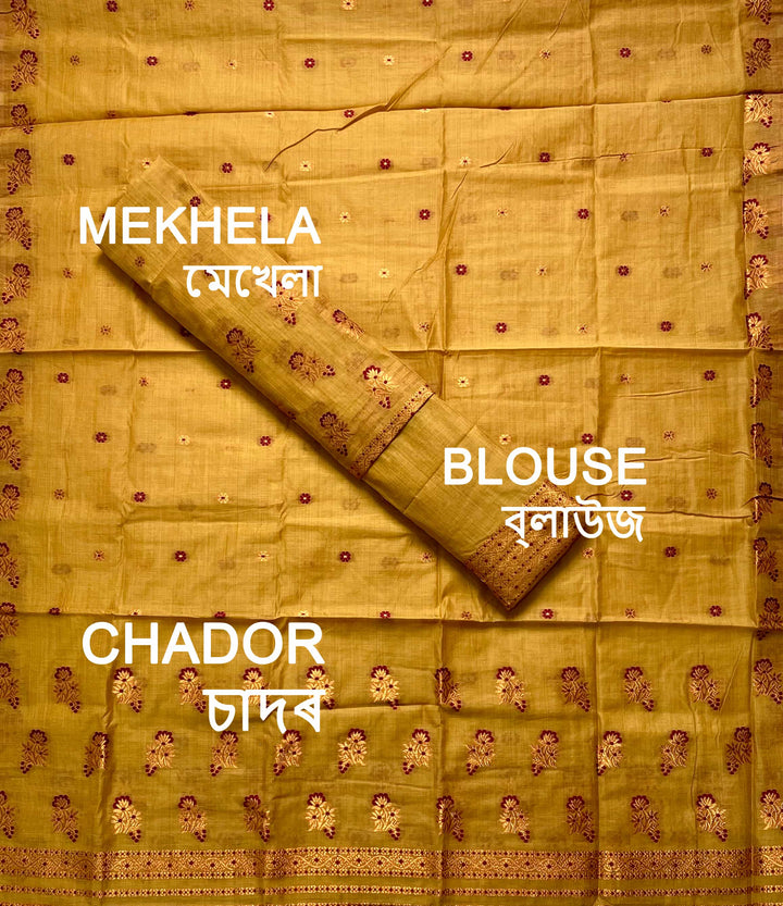 Fixed Pari Dhaga & Jari Weaving Work Premium Cotton* Mekhela Sador