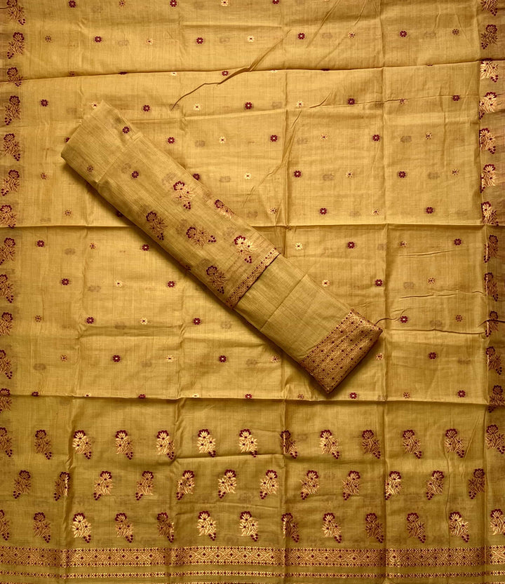 Fixed Pari Dhaga & Jari Weaving Work Premium Cotton* Mekhela Sador