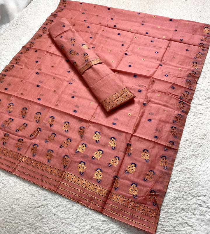 Fixed Pari Dhaga & Jari Weaving Work Premium Cotton* Mekhela Sador