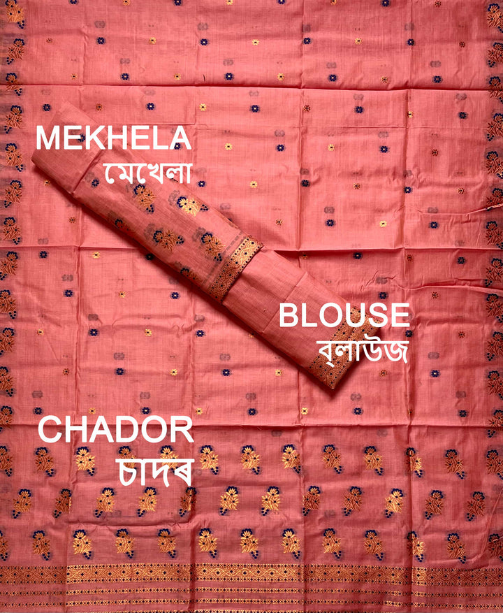 Fixed Pari Dhaga & Jari Weaving Work Premium Cotton* Mekhela Sador