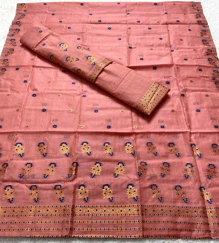 Fixed Pari Dhaga & Jari Weaving Work Premium Cotton* Mekhela Sador