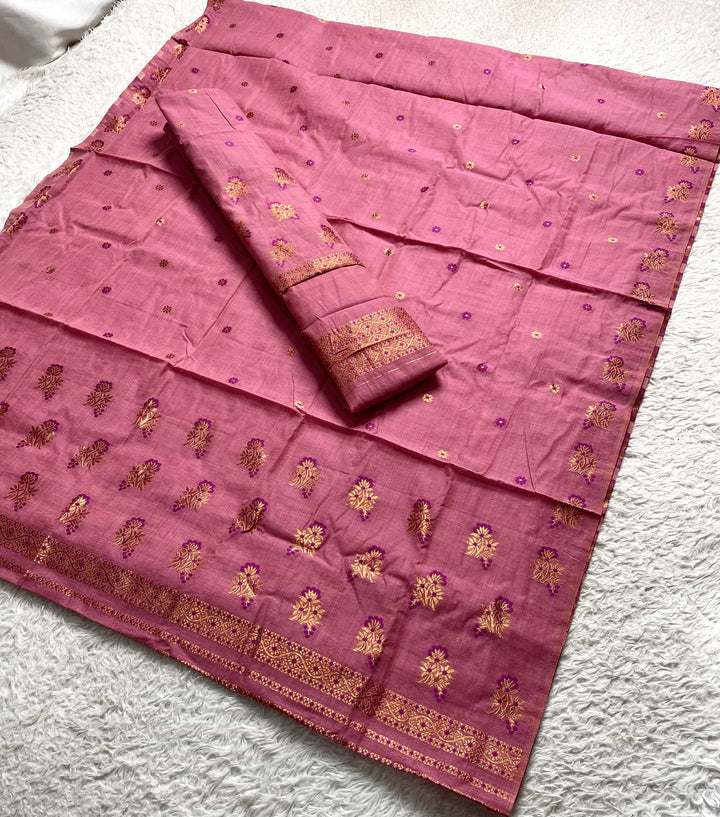 Fixed Pari Dhaga & Jari Weaving Work Premium Cotton* Mekhela Sador