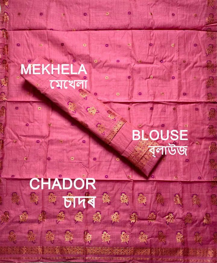 Fixed Pari Dhaga & Jari Weaving Work Premium Cotton* Mekhela Sador