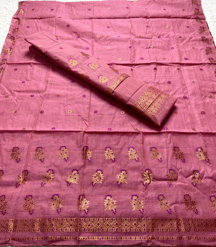 Fixed Pari Dhaga & Jari Weaving Work Premium Cotton* Mekhela Sador