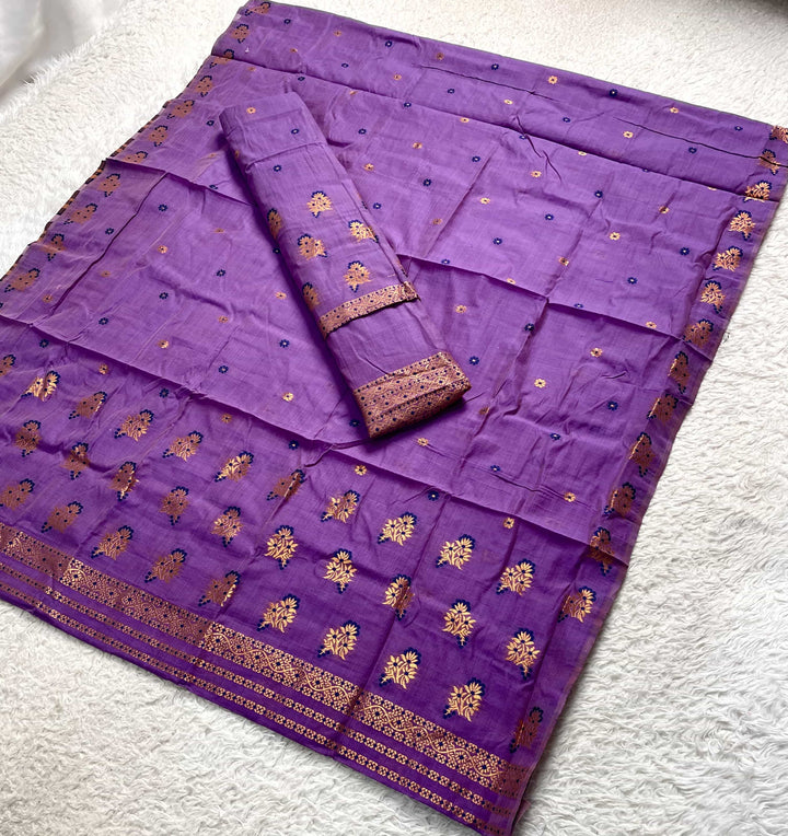 Fixed Pari Dhaga & Jari Weaving Work Premium Cotton* Mekhela Sador