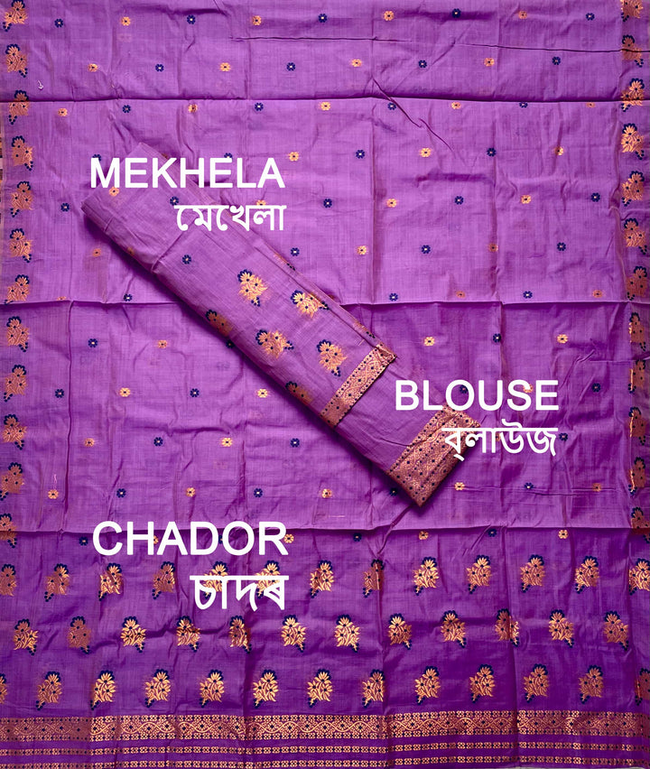 Fixed Pari Dhaga & Jari Weaving Work Premium Cotton* Mekhela Sador