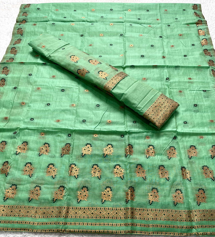 Fixed Pari Dhaga & Jari Weaving Work Premium Cotton* Mekhela Sador