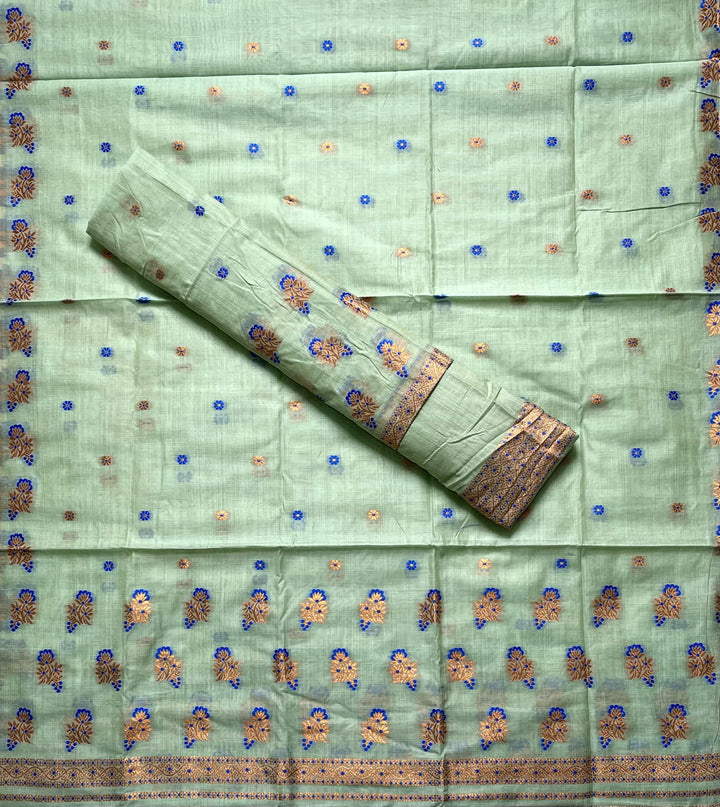 Fixed Pari Dhaga & Jari Weaving Work Premium Cotton* Mekhela Sador