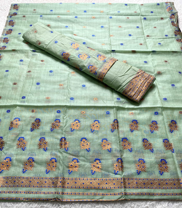 Fixed Pari Dhaga & Jari Weaving Work Premium Cotton* Mekhela Sador