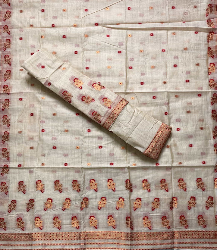 Fixed Pari Dhaga & Jari Weaving Work Premium Cotton* Mekhela Sador