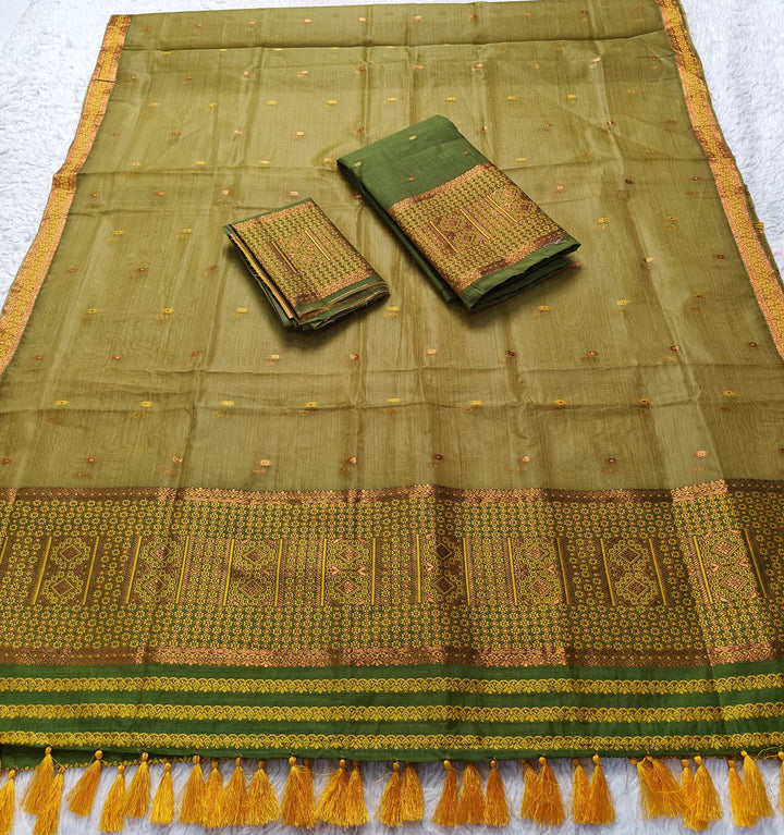 Ready-To-Wear Copper Jari Super Cotton Mekhela Art-Nuni Sador