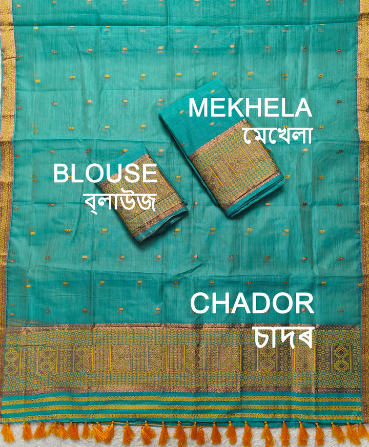 Ready-To-Wear Copper Jari Super Cotton Mekhela Art-Nuni Sador