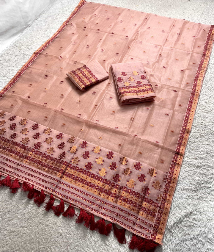 Ready-To-Wear Copper Jari Super Cotton Mekhela Art-Nuni Sador