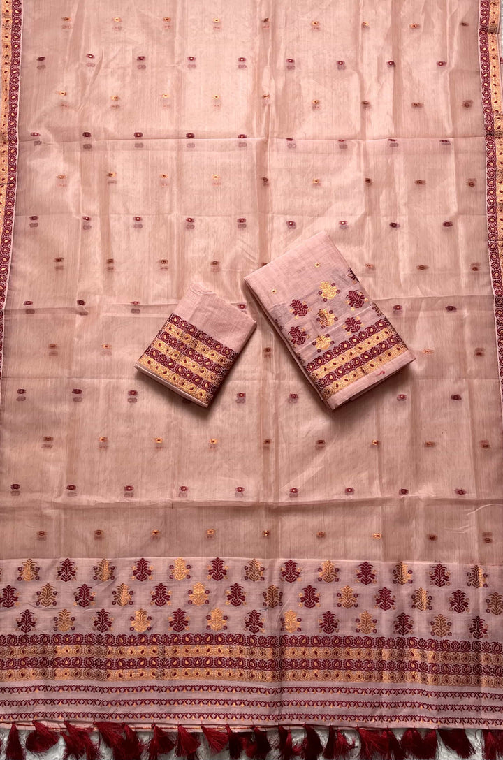 Ready-To-Wear Copper Jari Super Cotton Mekhela Art-Nuni Sador