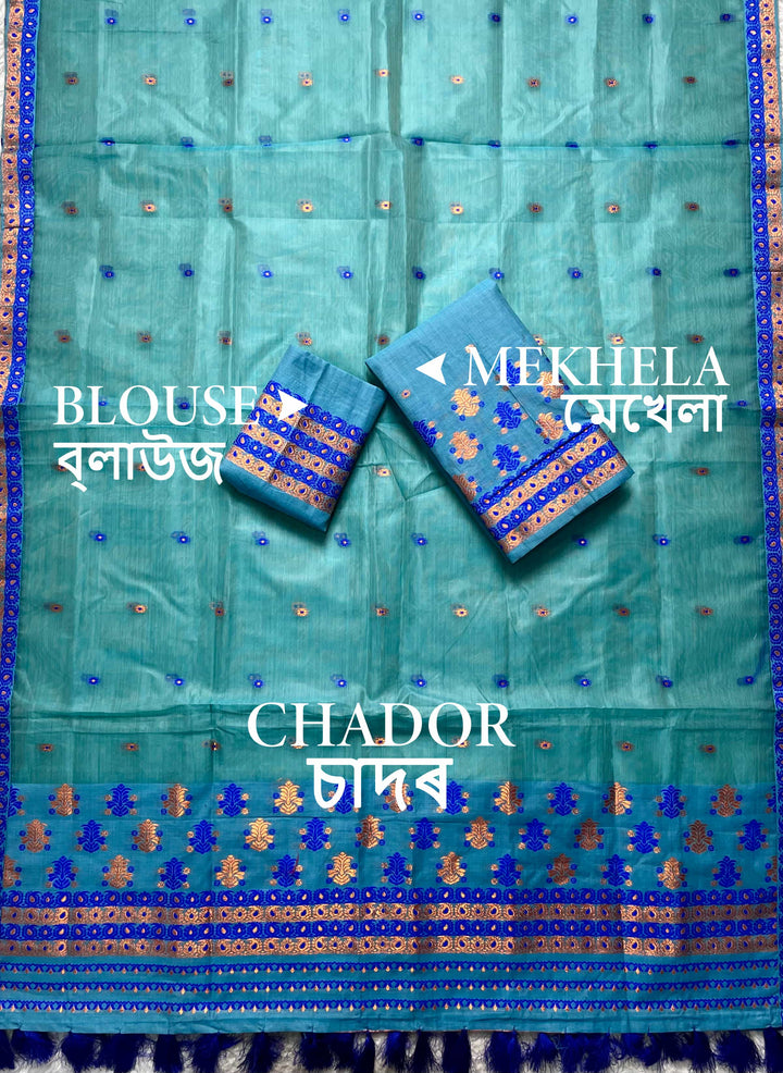 Ready-To-Wear Copper Jari Super Cotton Mekhela Art-Nuni Sador