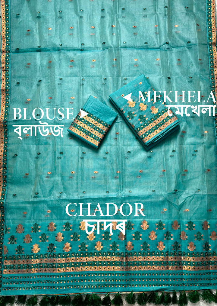 Ready-To-Wear Copper Jari Super Cotton Mekhela Art-Nuni Sador