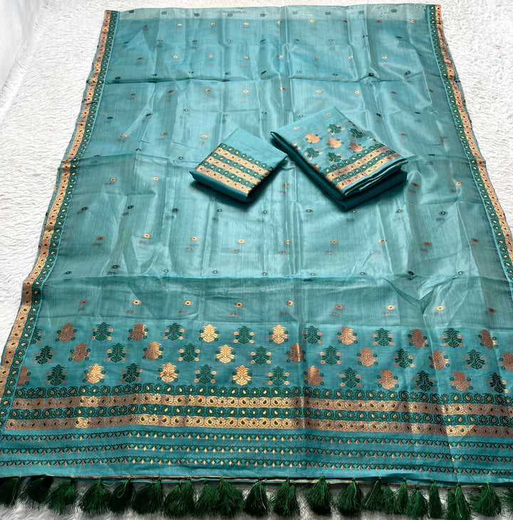 Ready-To-Wear Copper Jari Super Cotton Mekhela Art-Nuni Sador